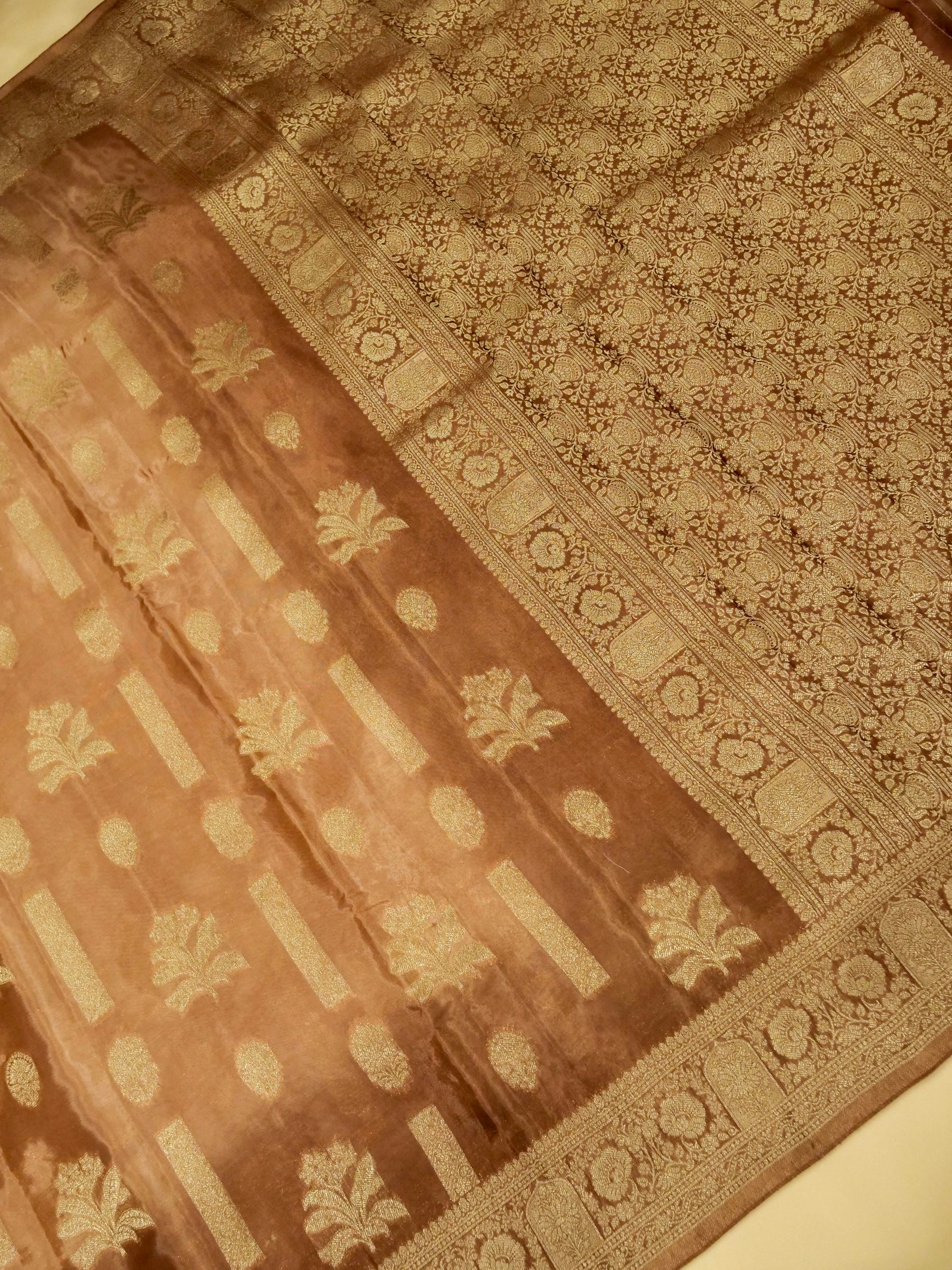 caramel gold Banarasi Silk Saree - Image 2