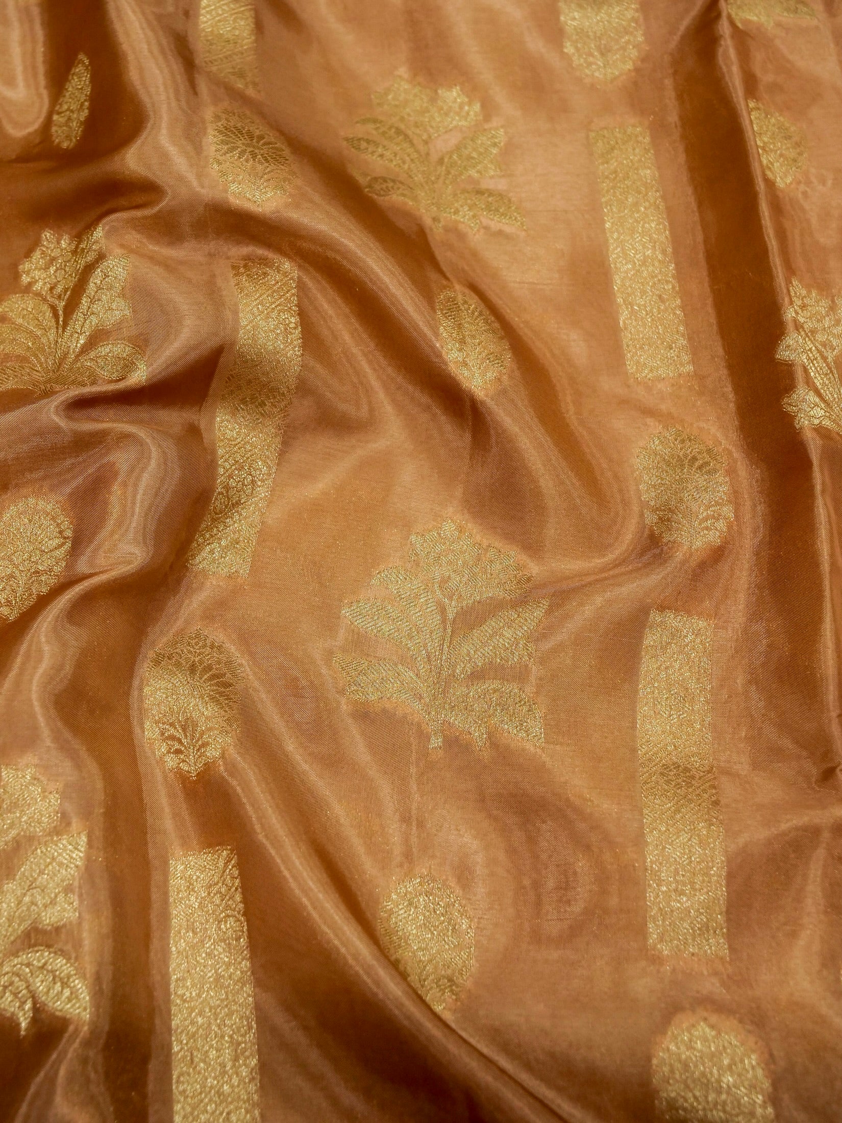 caramel gold Banarasi Silk Saree - Image 4