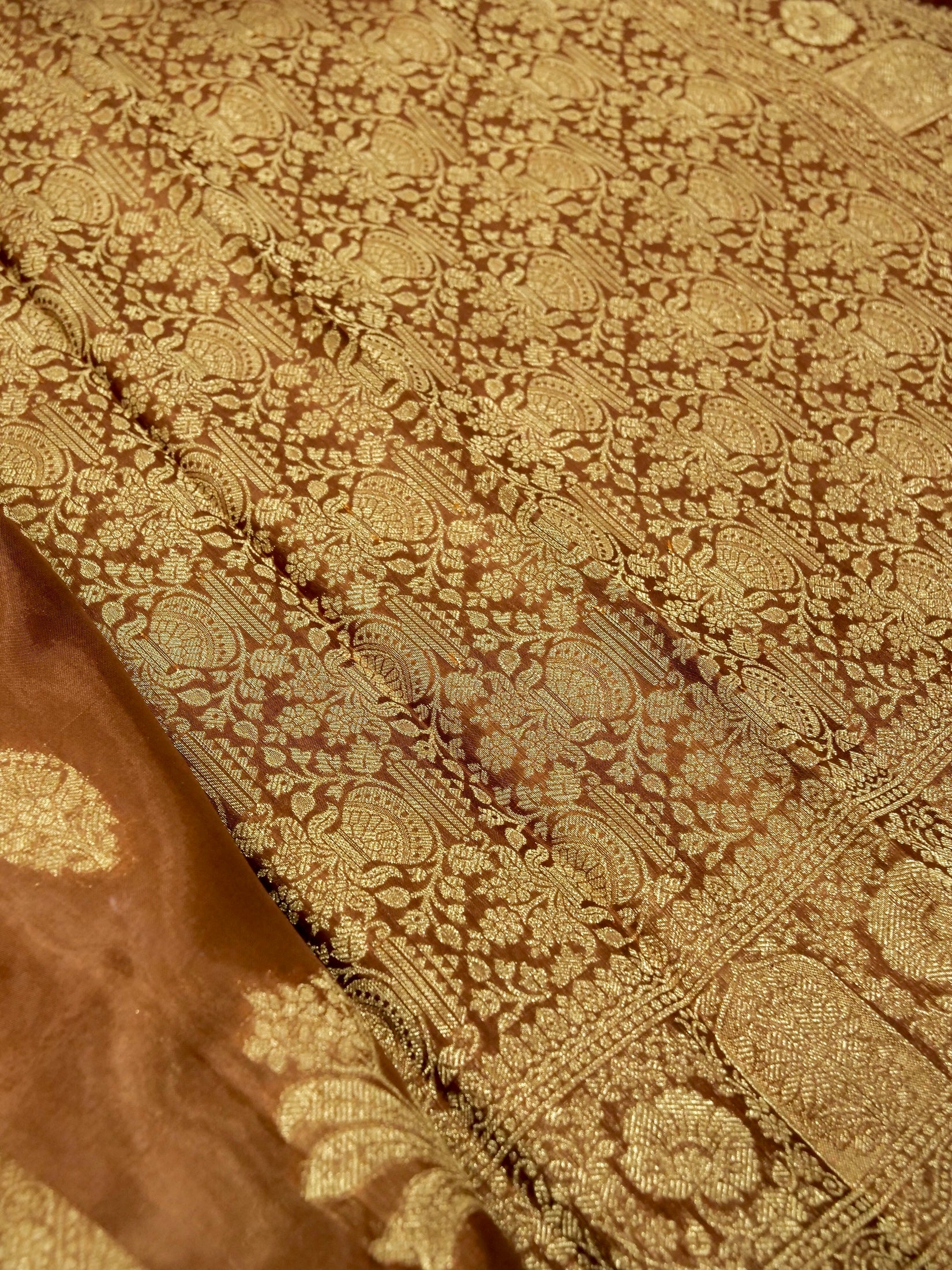 caramel gold Banarasi Silk Saree - Image 6
