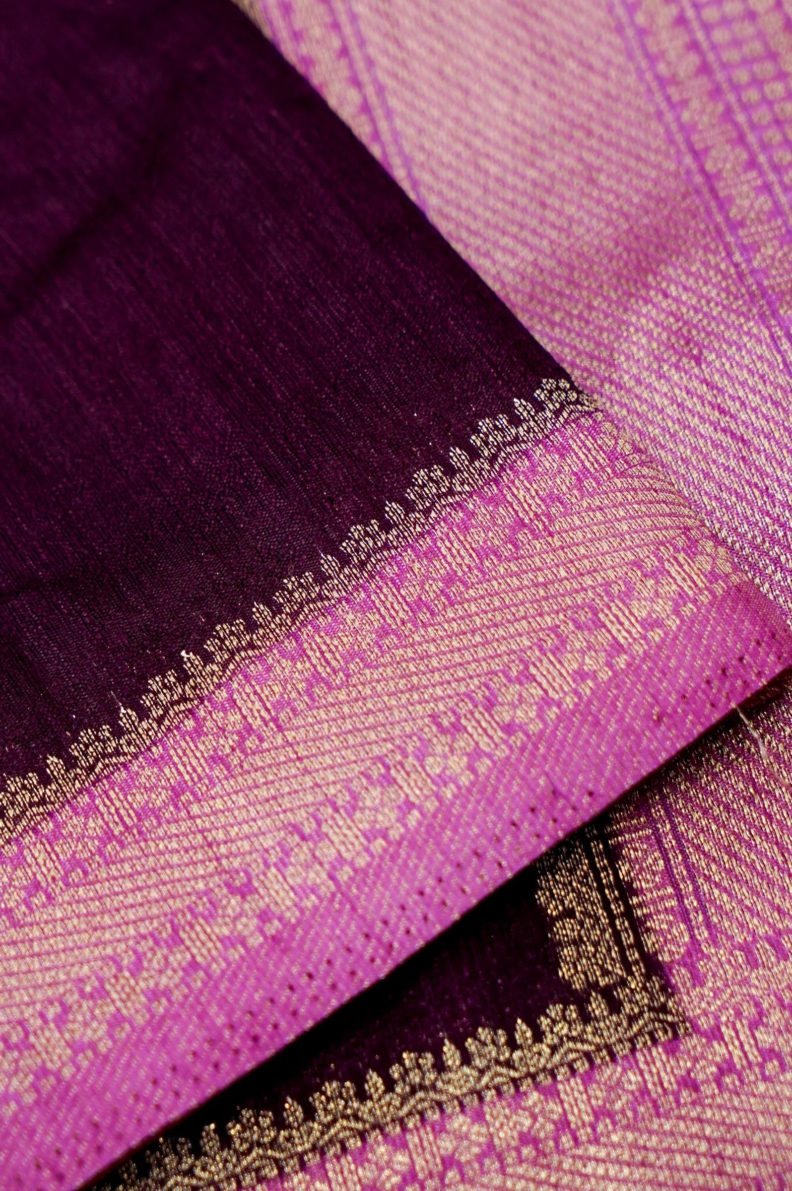 Deep Plum Banarasi Khaddi Silk Saree - Image 3