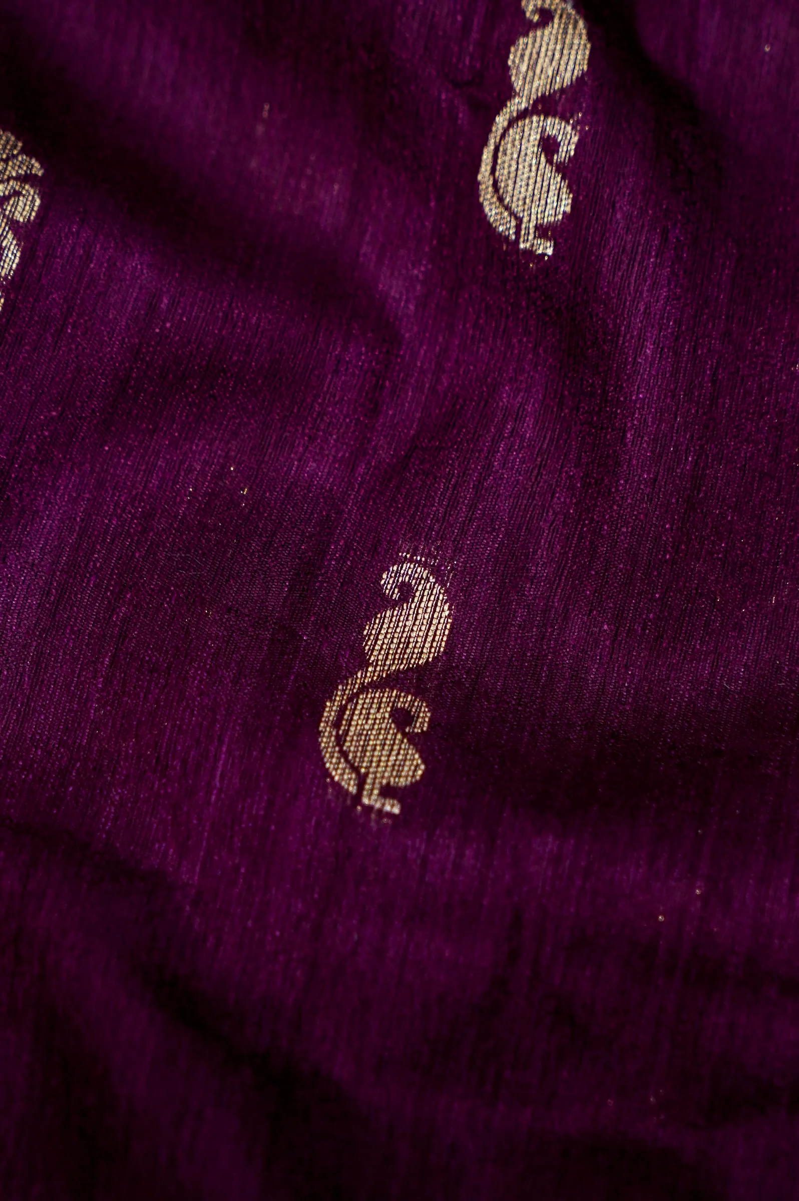 Deep Plum Banarasi Khaddi Silk Saree - Image 4