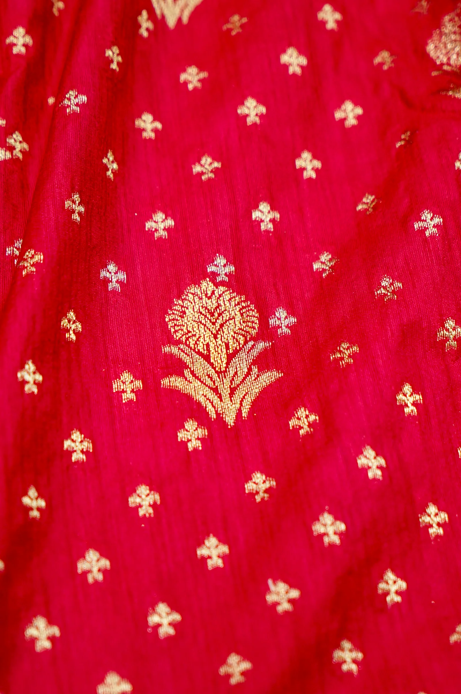 Deep Red Banarasi Dola Silk Saree with Lavender Border and Palu - Image 4