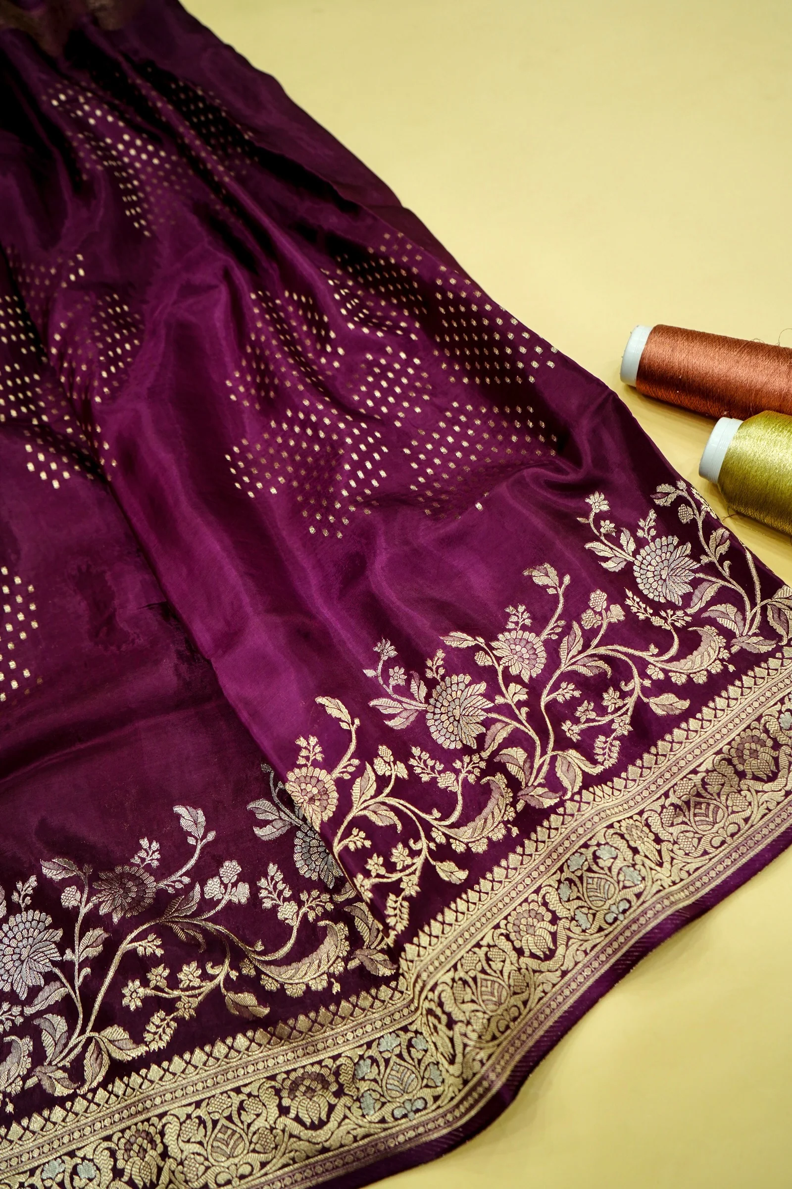 Deep Wine Banarasi Silk Saree
