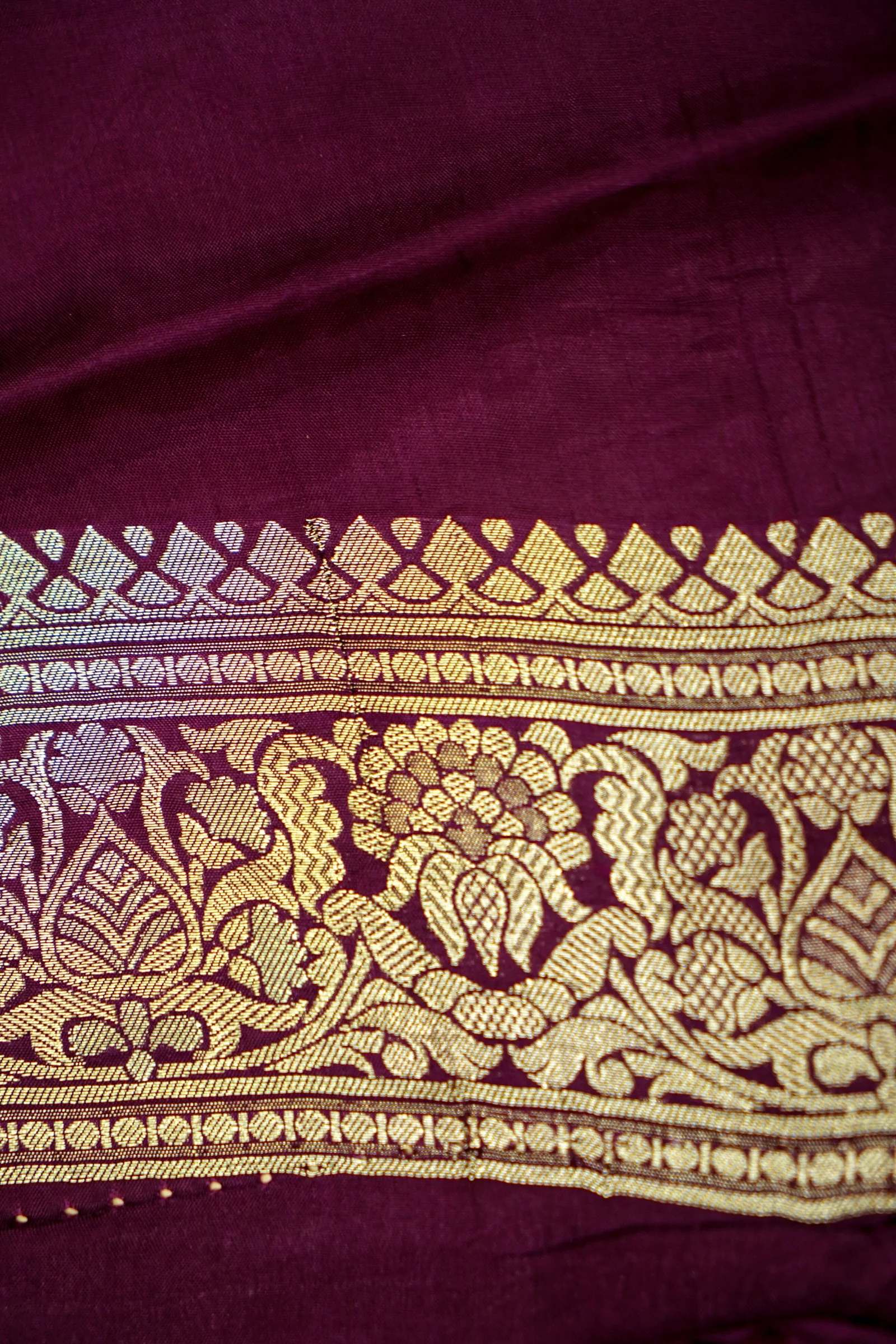 Deep Wine Banarasi Silk Saree - Image 6