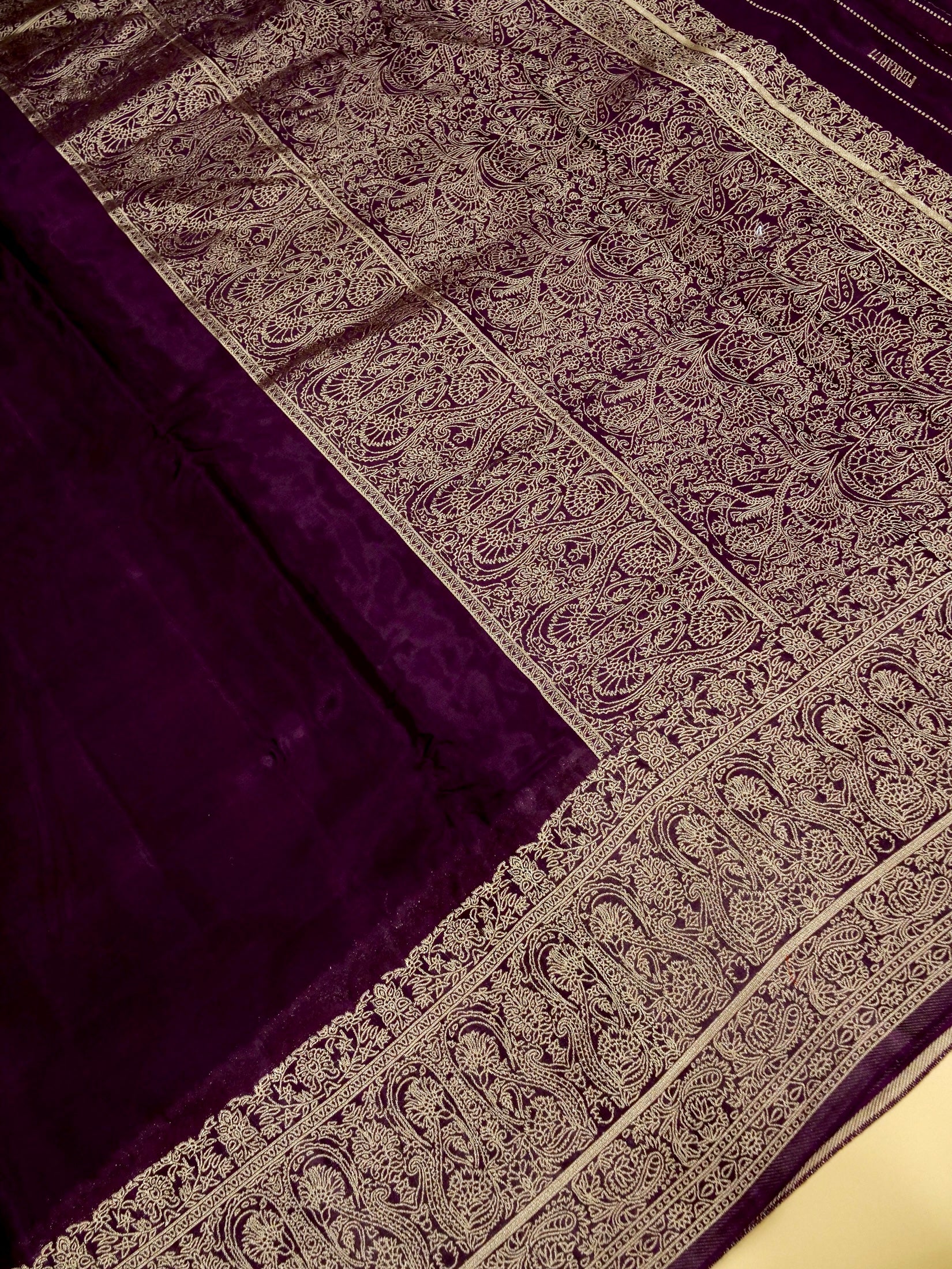 Deep Wine Banarasi Silk Saree - Image 2