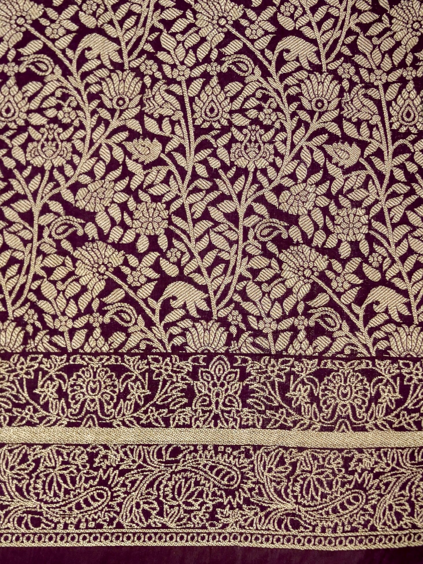 Deep Wine Banarasi Silk Saree - Image 6