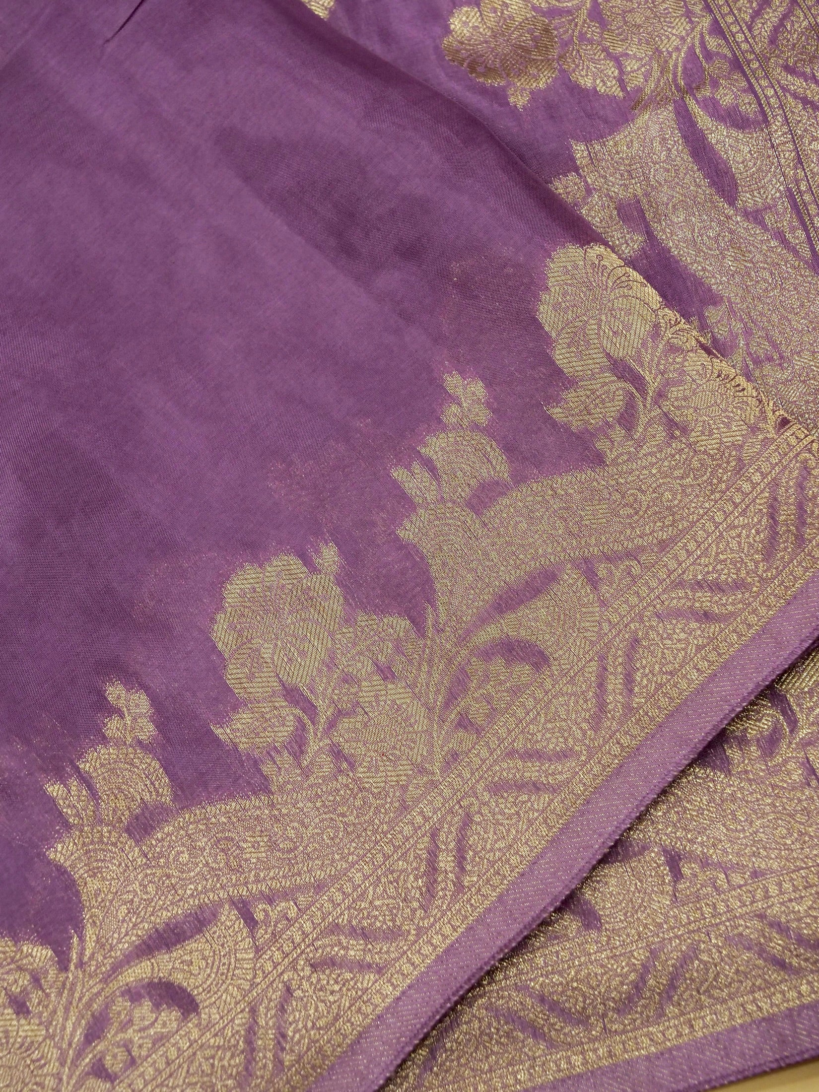 Lavender Banarasi Silk Saree - Image 4