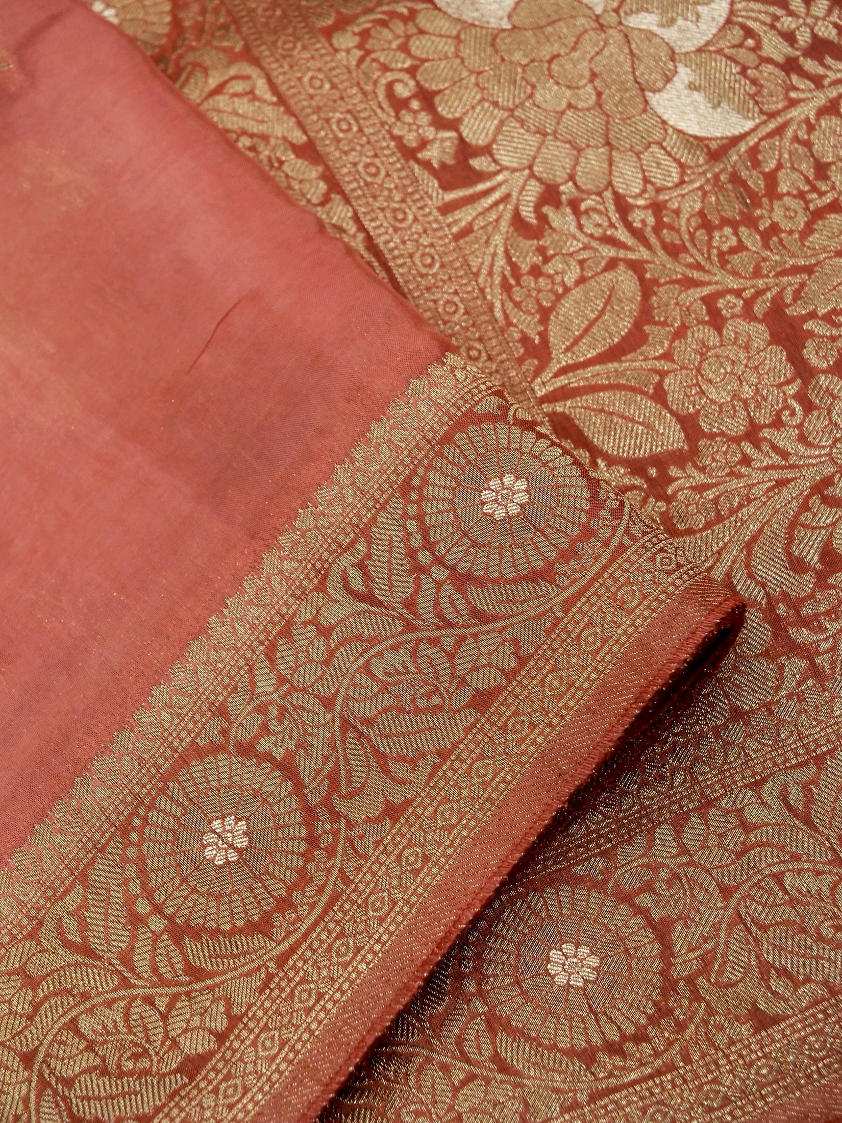 Peach Pink Banarasi Silk Saree - Image 4