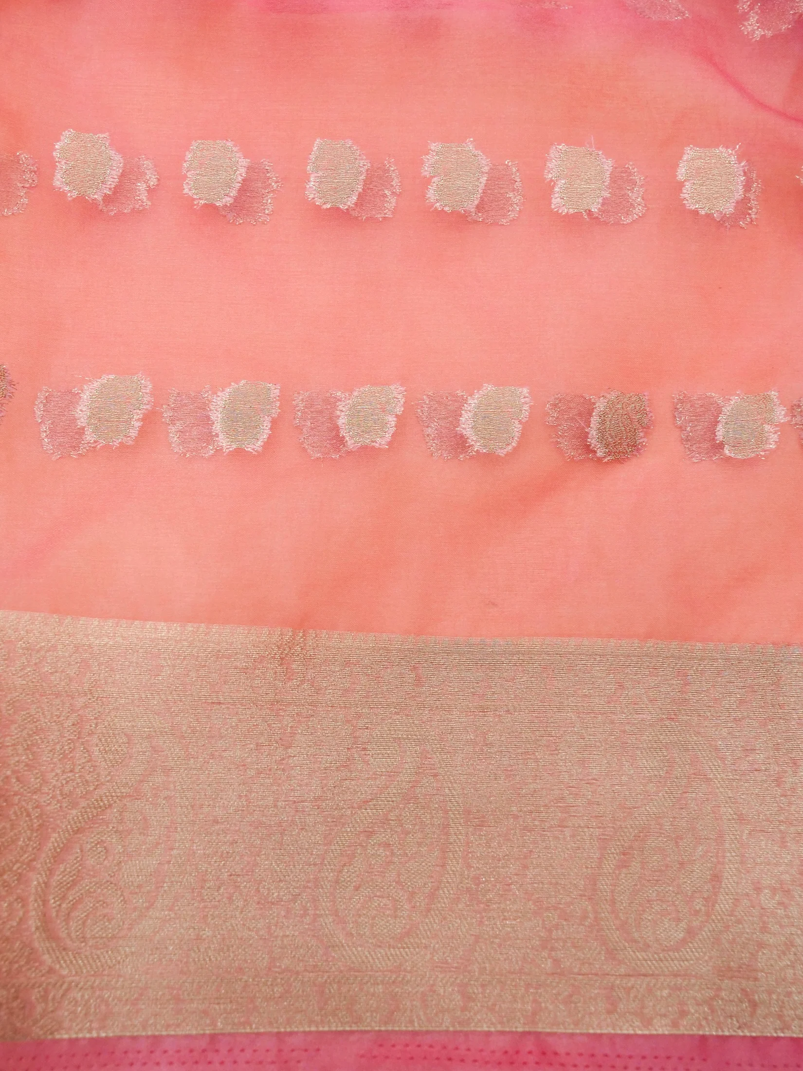 Rose Pink Banarasi Organza Embroidered Saree - Image 6