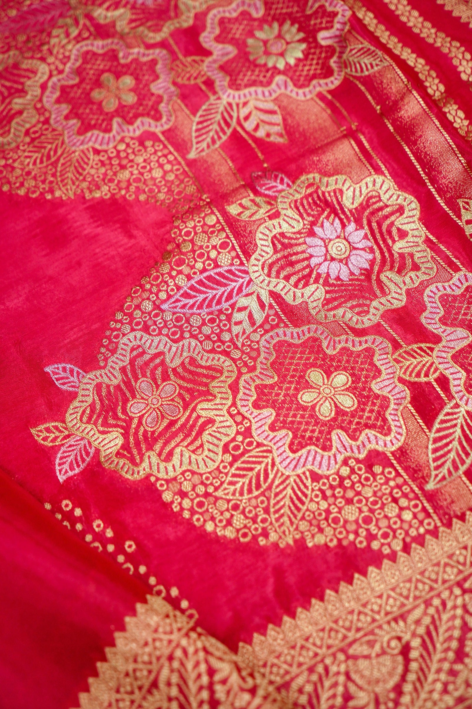 Rose Pink Banarasi Silk Saree - Image 7