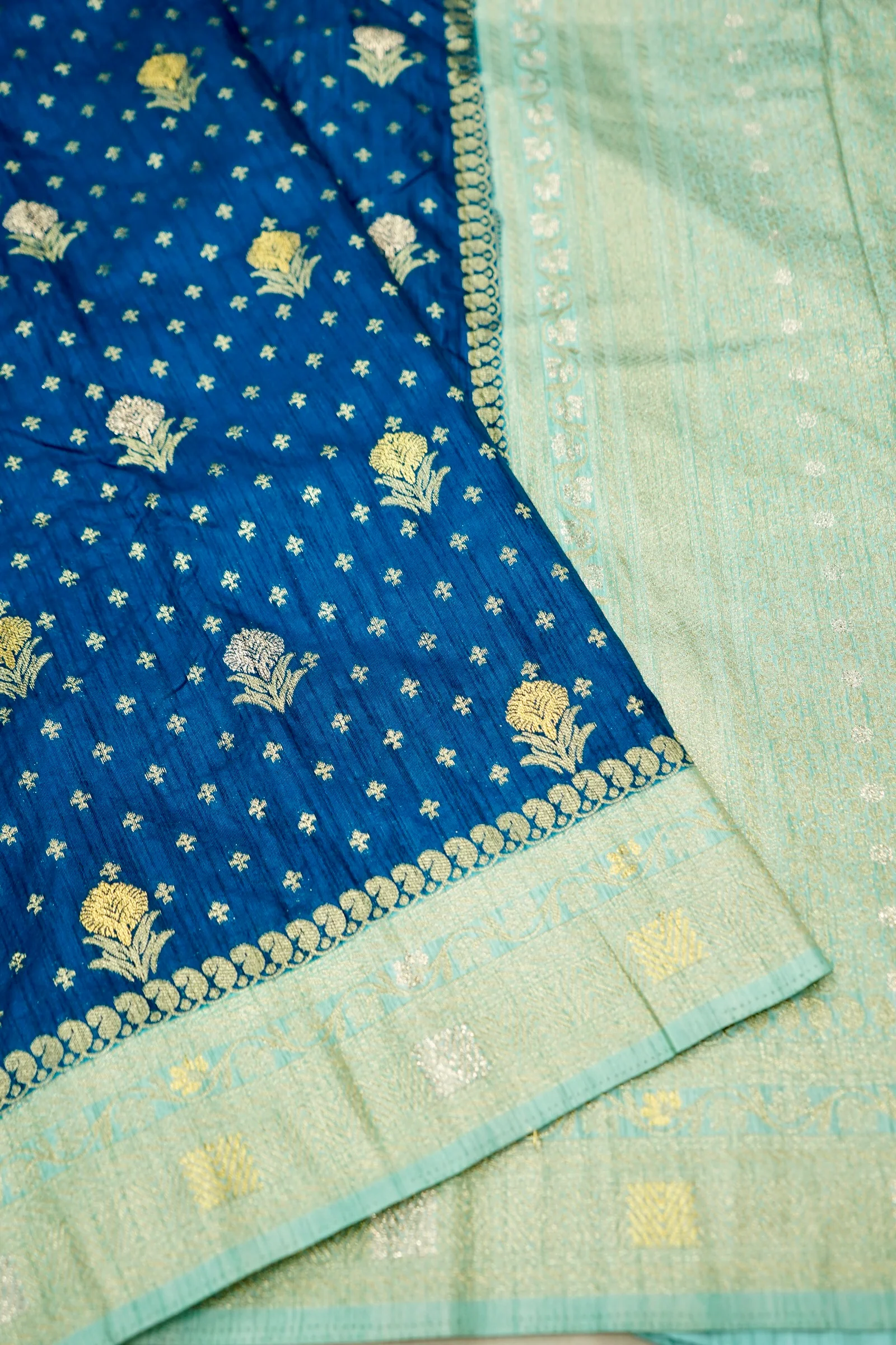 Royal Blue Banarasi Dola Silk Saree - Image 3