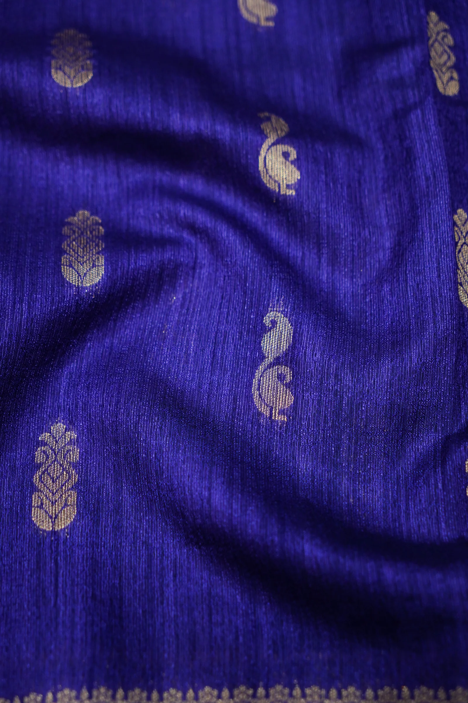 Royal Blue Banarasi Khaddi Silk Saree - Image 3