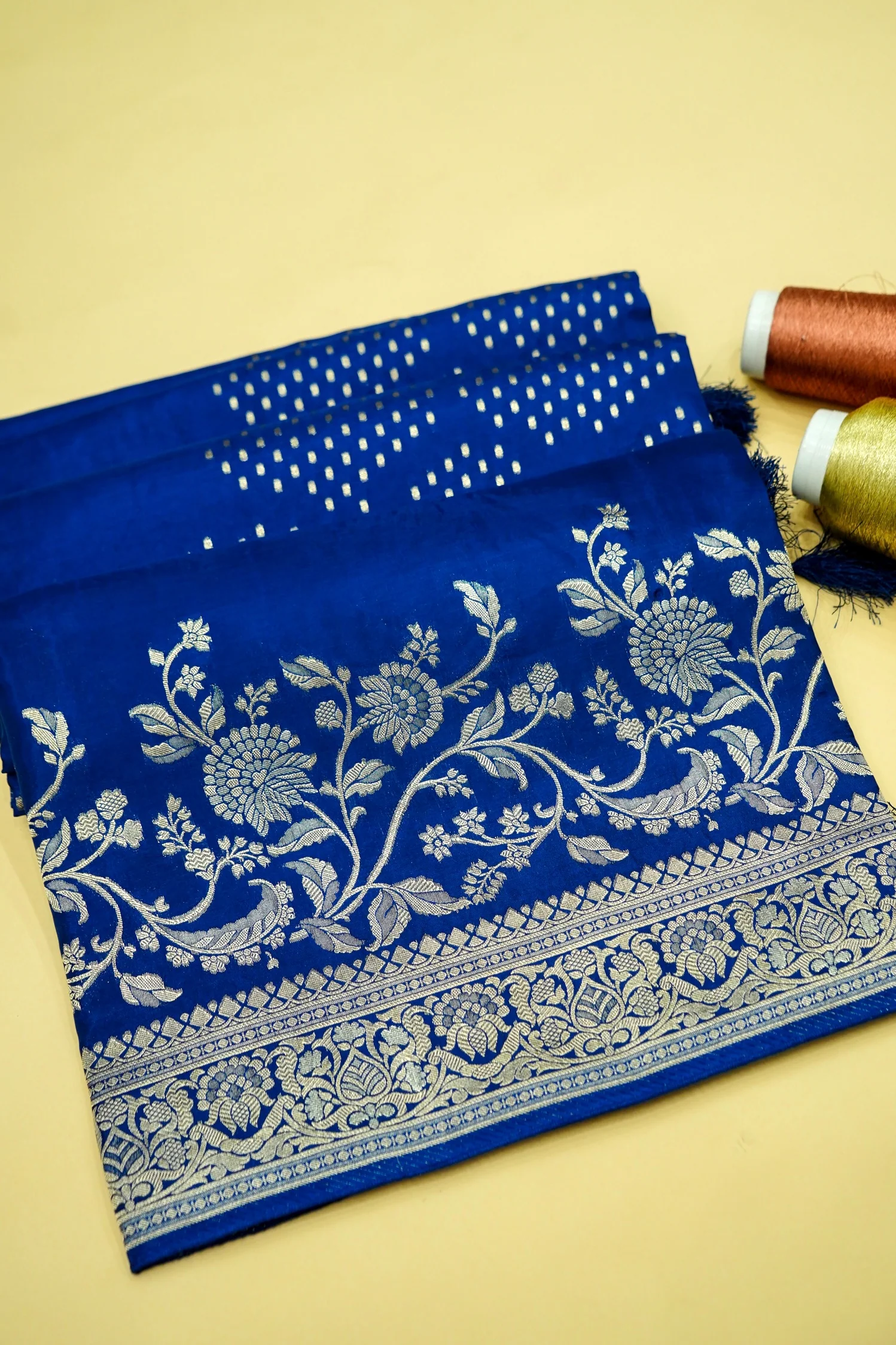 Royal Cobalt Blue Banarasi Silk Saree
