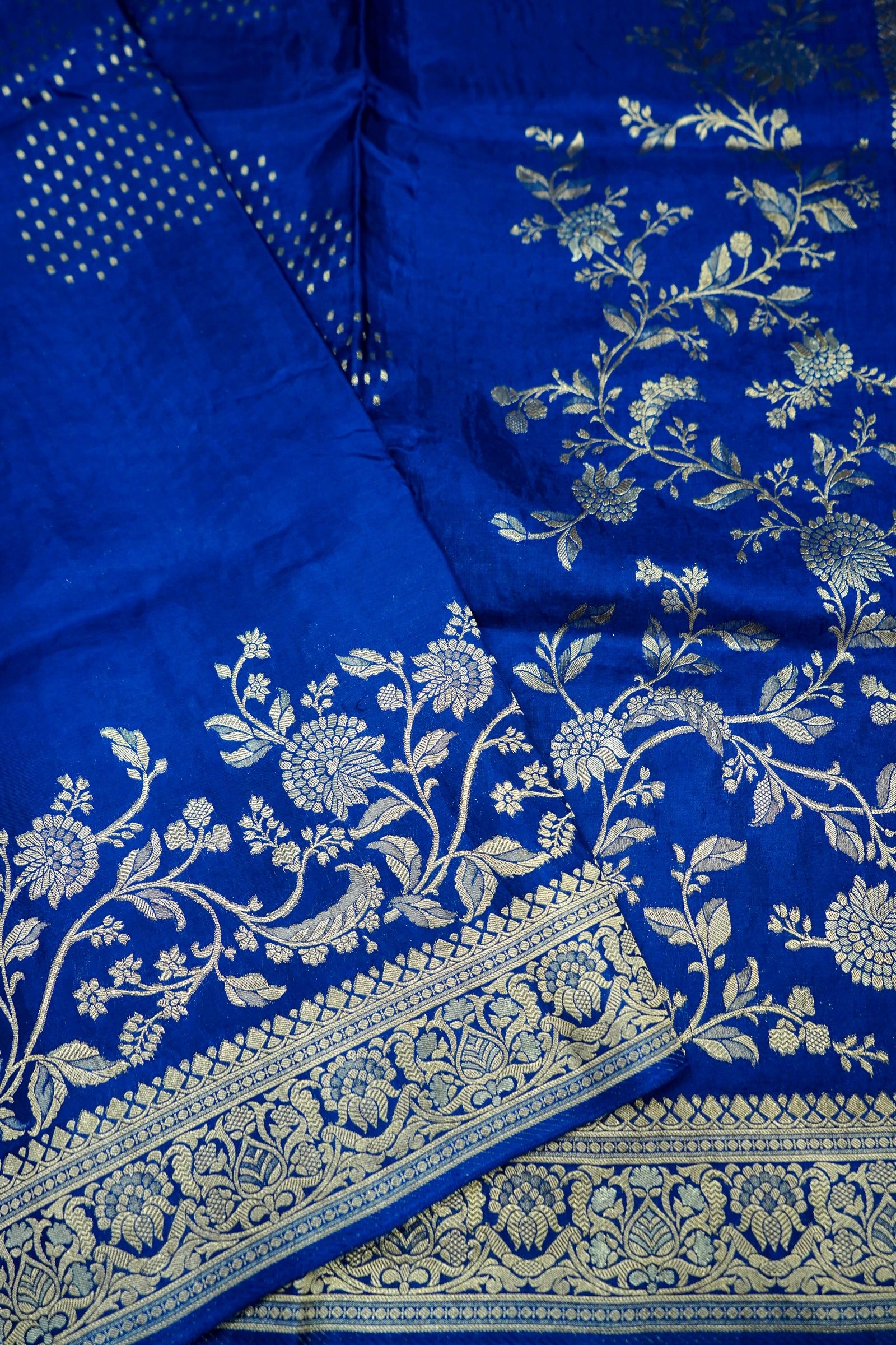Royal Cobalt Blue Banarasi Silk Saree - Image 4