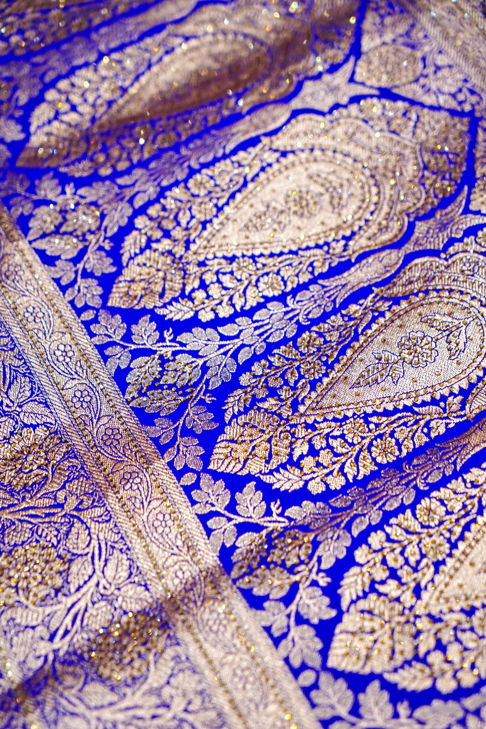 Royal Electric Blue Banarasi Mashru Silk Saree - Image 6