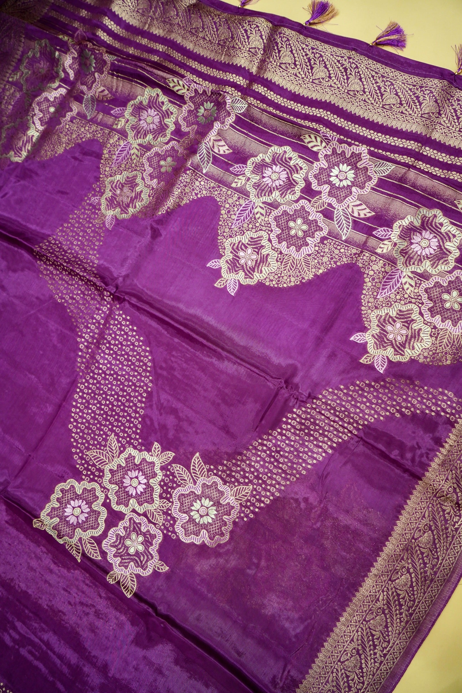 Royal Purple Banarasi Silk Saree - Image 6