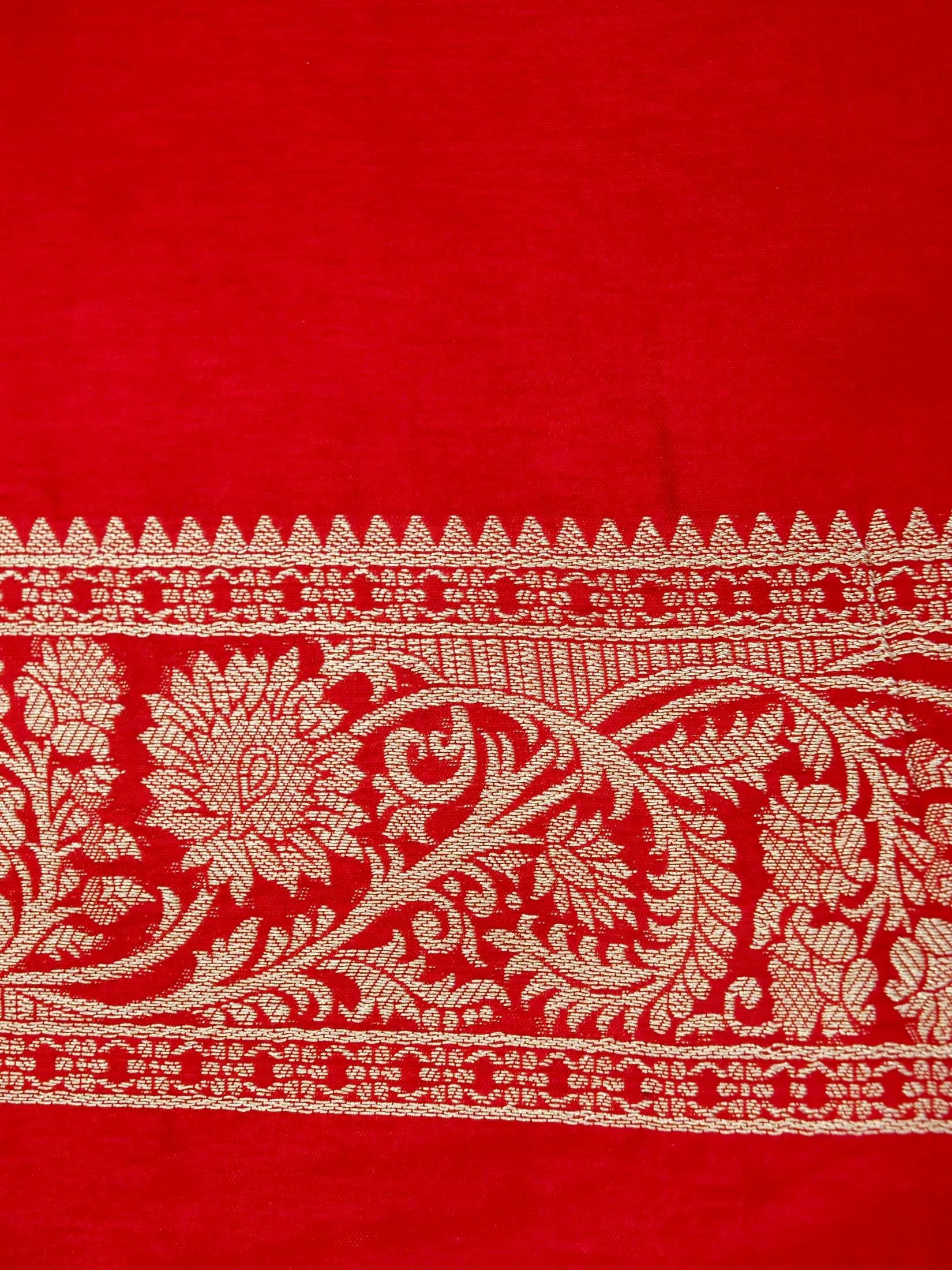 Ruby Red Banarasi Dola Silk Saree - Image 7