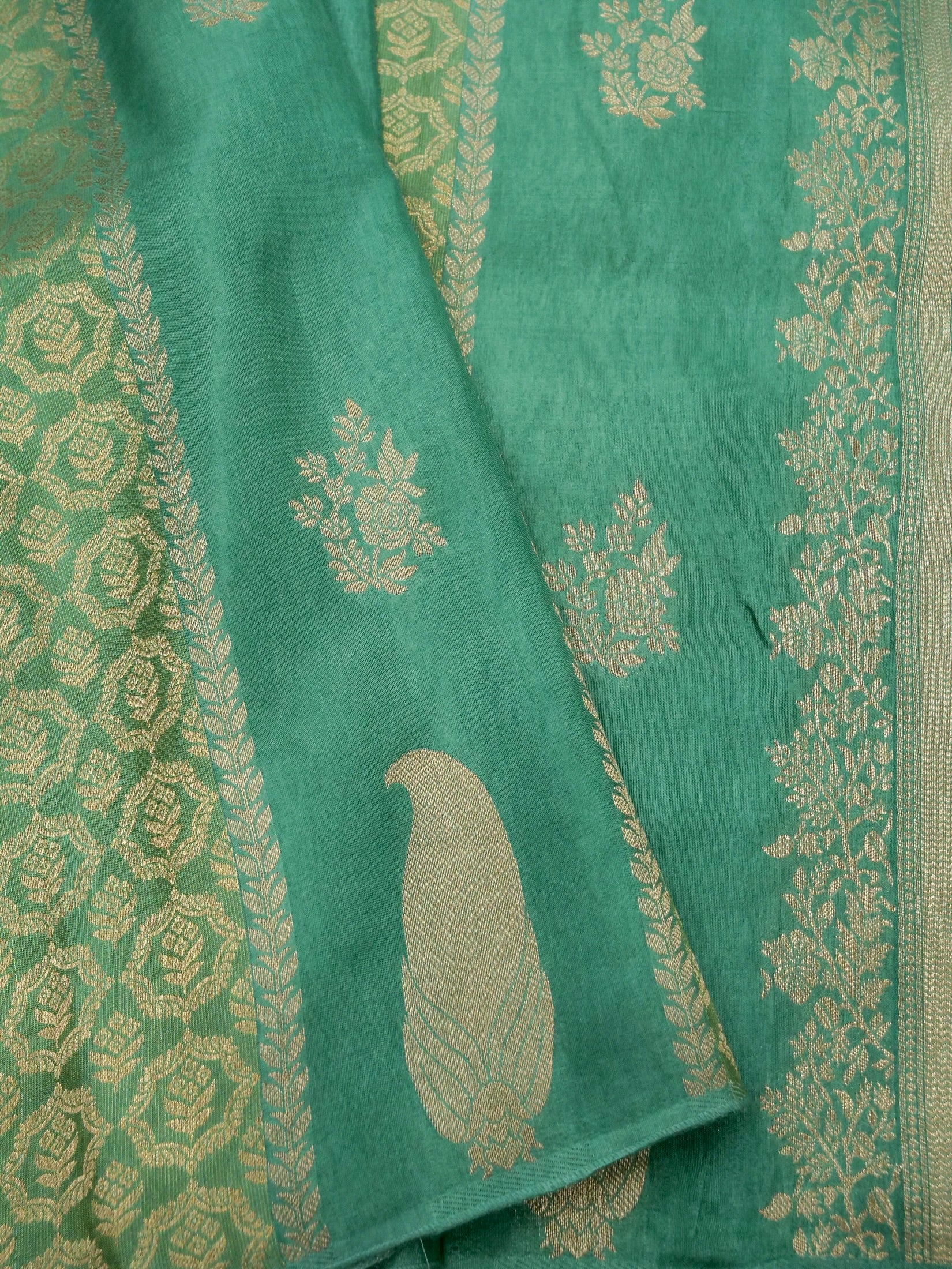 Sea Green Banarasi Dola Silk Saree - Image 3