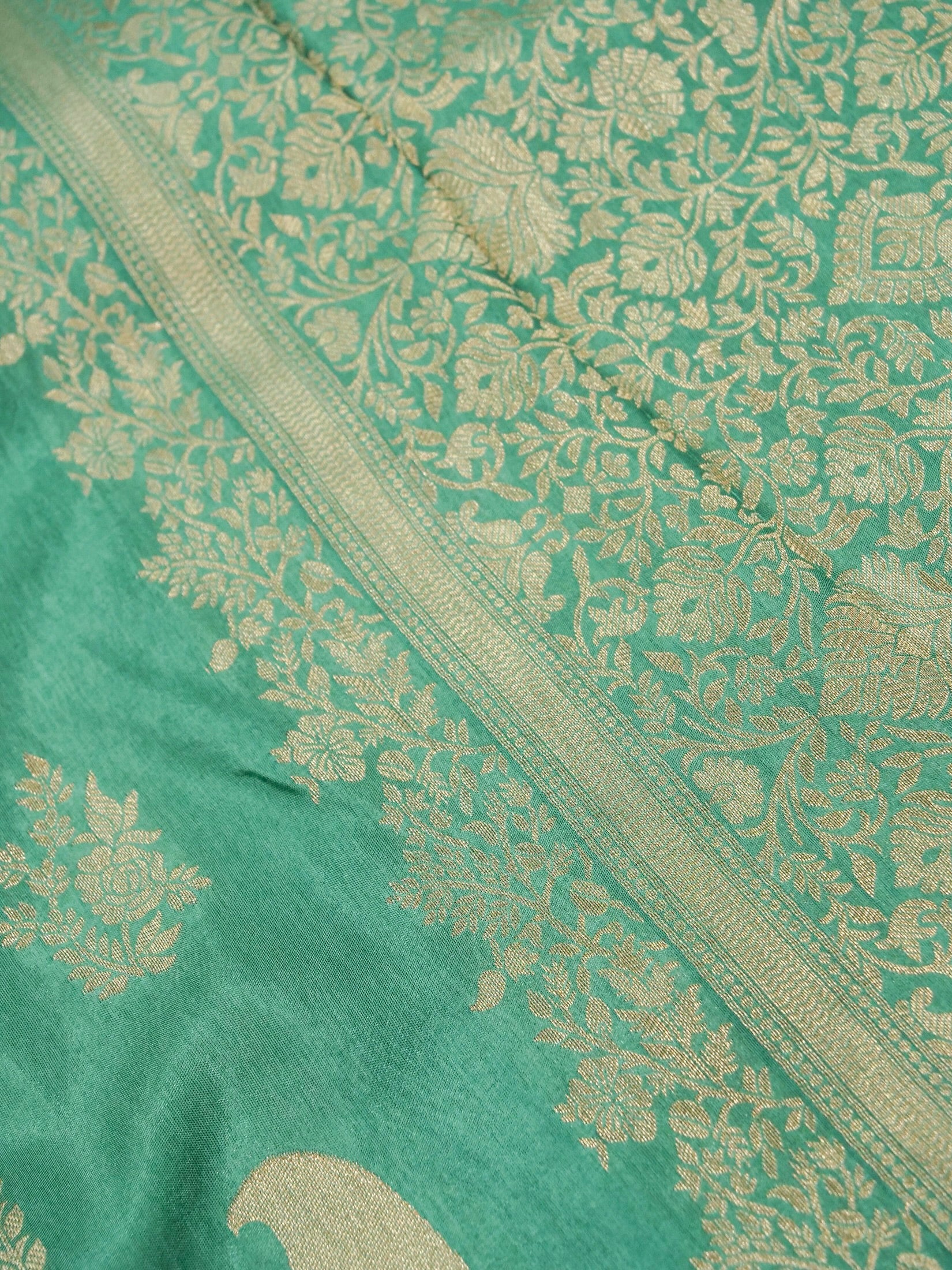 Sea Green Banarasi Dola Silk Saree - Image 6