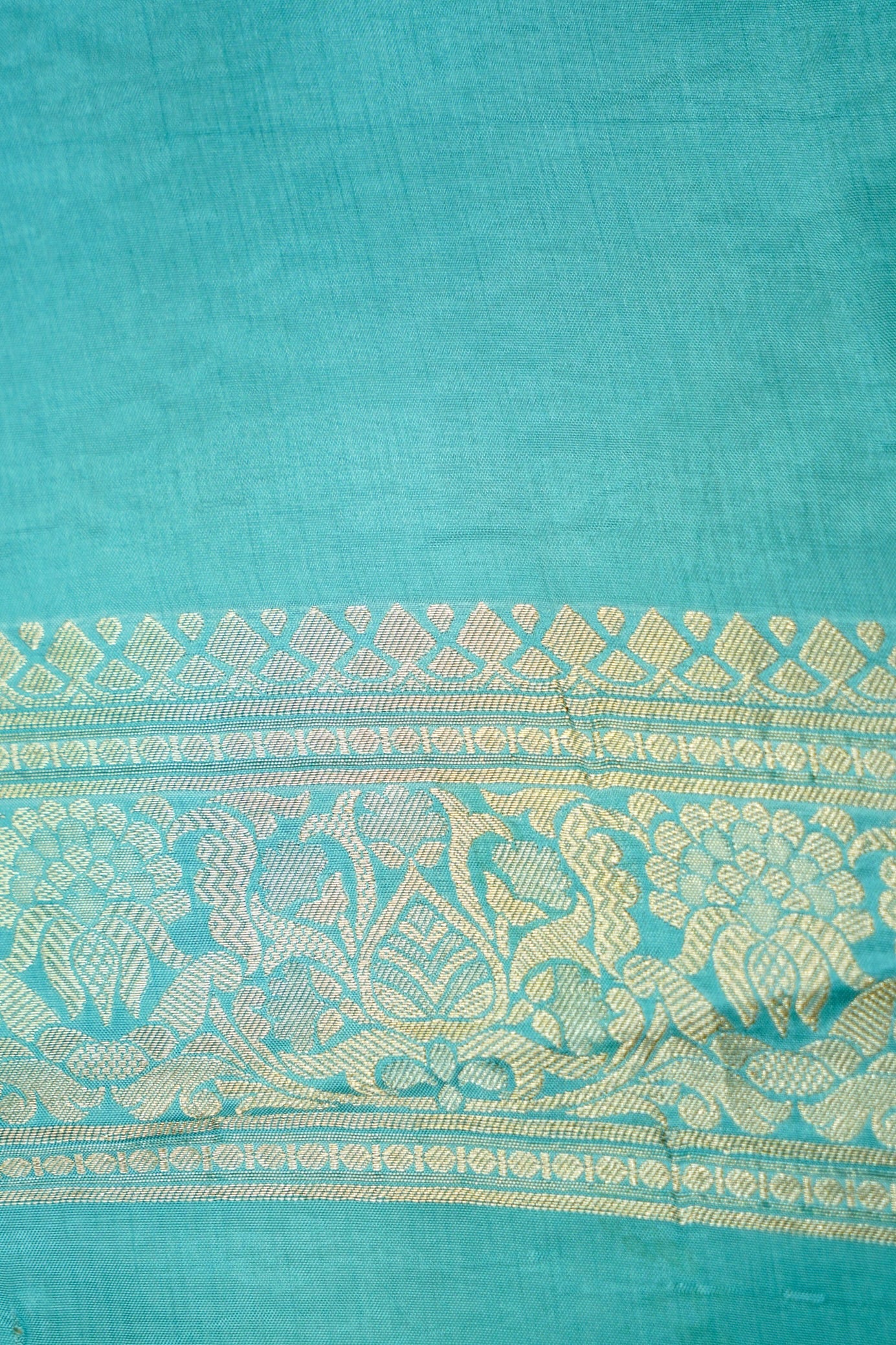 Seafoam Turquoise Banarasi Rich Silk Saree - Image 6