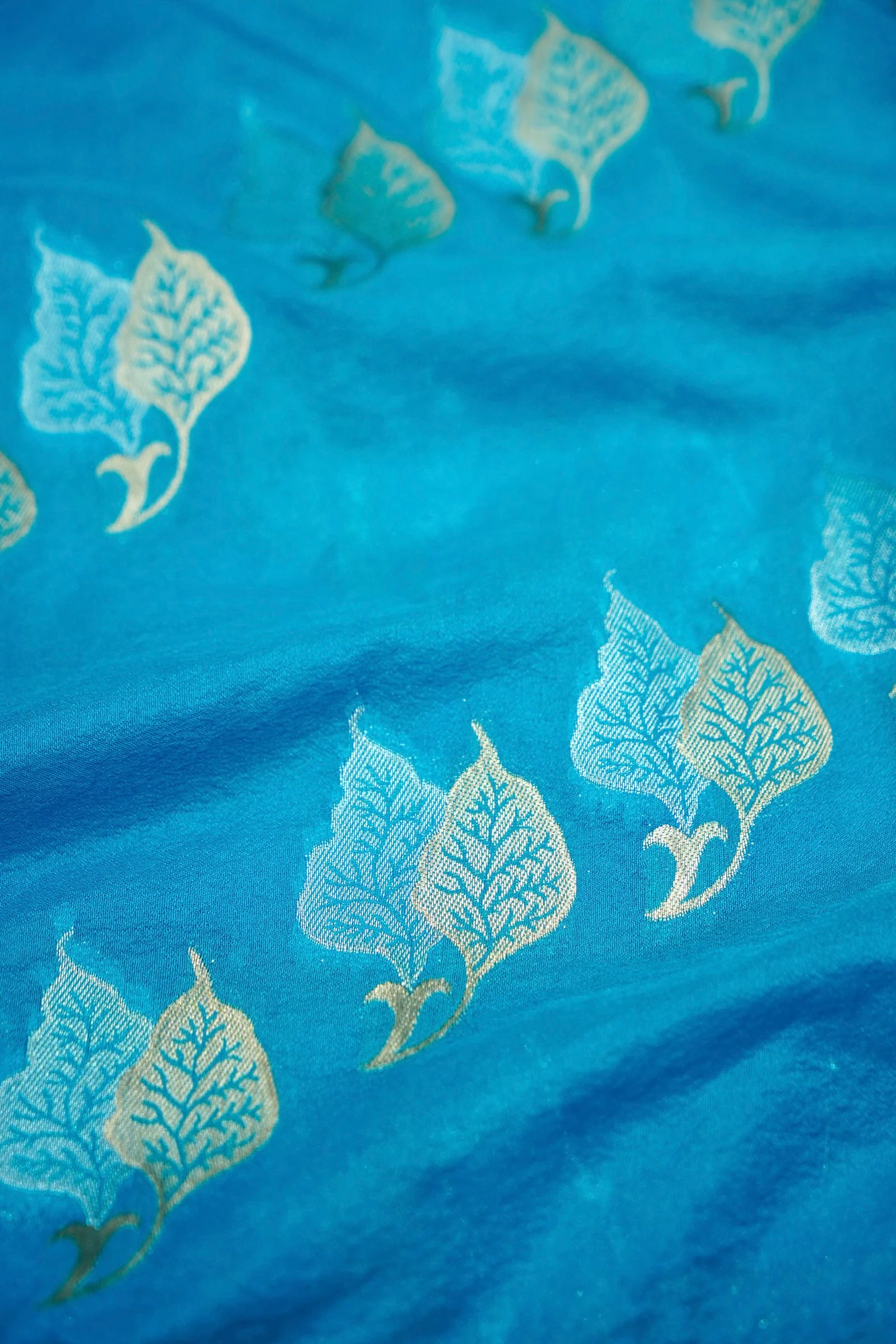Turquoise Blue Banarasi Georgette Saree - Image 6